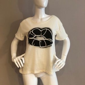 Junk Food Donald Robertson Lips Ex-Boyfriend White Black Adult T-shirt Size L